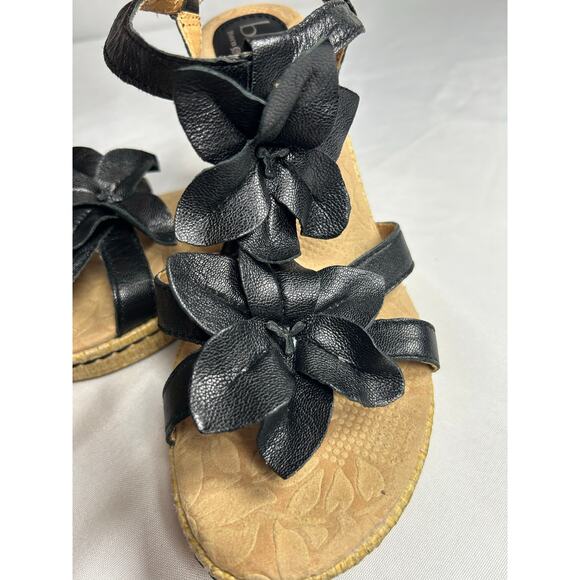 BOC Born O Concept Womens Size 8 Shoes Black Floral Slingback Wedge Sandal - Picture 11 of 15